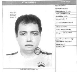 Retrato falado e dados físicos, divulgados pela Polícia Civil. Foto: Divulgação