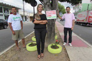 Luciano, Patrícia e Walace : união para melhorar o bairro. Foto: Bruno Lyra 