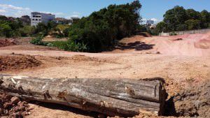 Desmate das margens do córrego Laranjeiras para obra de revitalização viária. Foto: Arquivo TN/Bruno Lyra 
