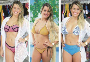 a publicitária Aline Martins, de Jacaraípe, experimenta diferentes modelos de biquini que são a tendência no verão deste ano. Fotos: Edson Reis