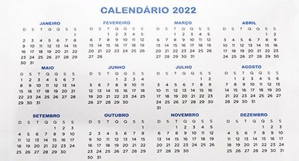 caledário 2022