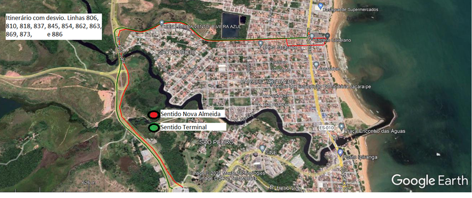 linhas desviadas obras da Es 010 Jacaraipe