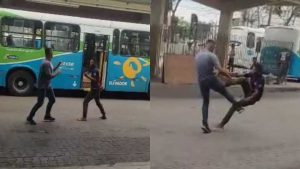 Terminal Briga Fila Passageiros Discursão