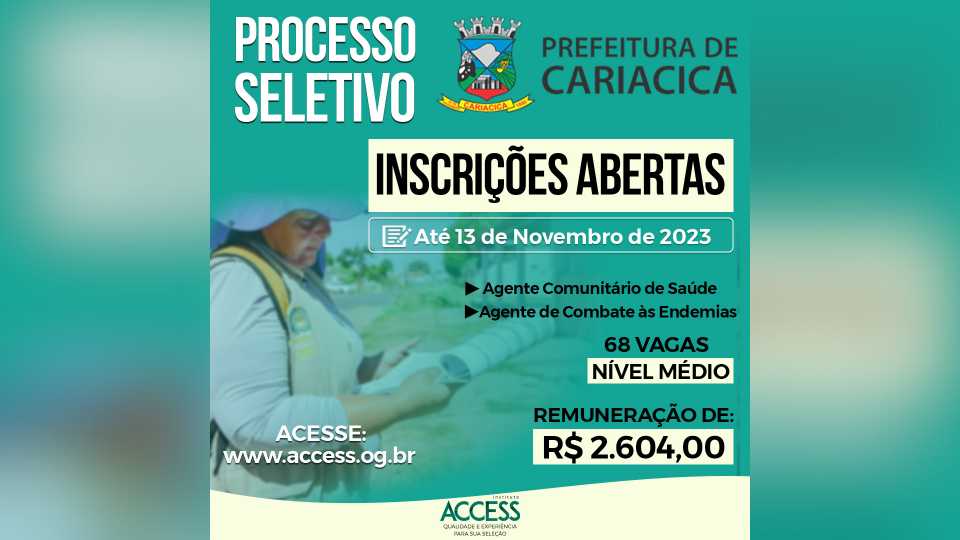 Processo seletivo Prefeitura de Cariacica Nível médio