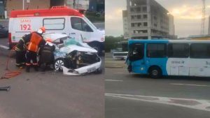 Acidente Carro Ônibus Serra Preso de 'saidinha' Feridos