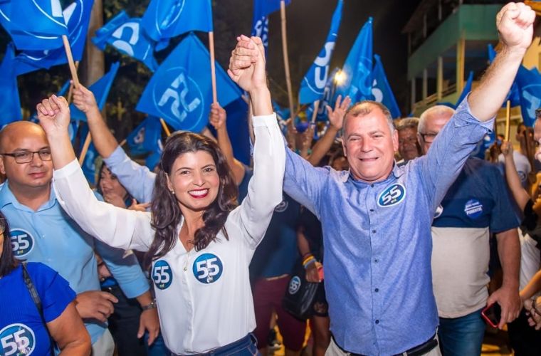 Anderson Pedroni e a candidata a vice, Eliani Lima. Foto: Divulgação