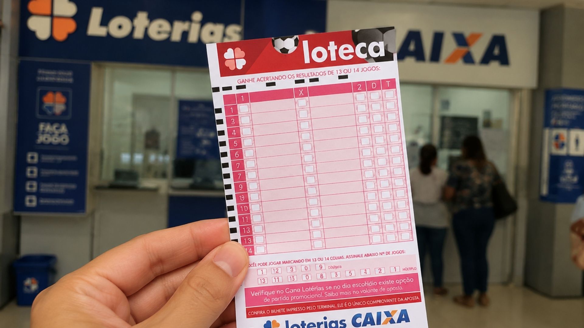 bilhete da loteca da copa em uma lotérica
