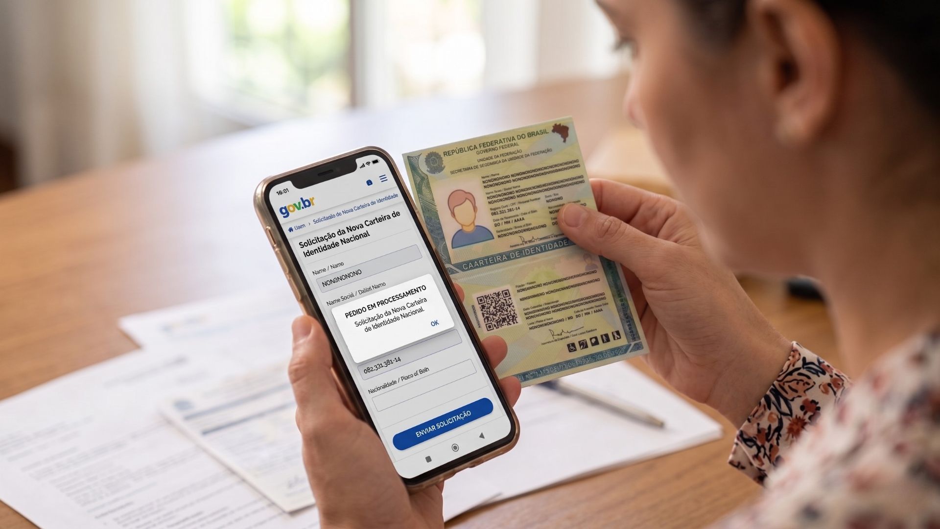 Solicitação da nova carteira de identidade nacional pelo celular e correios