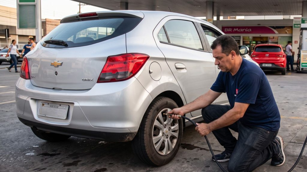 calibrar pneus posto de gasolina motoristas