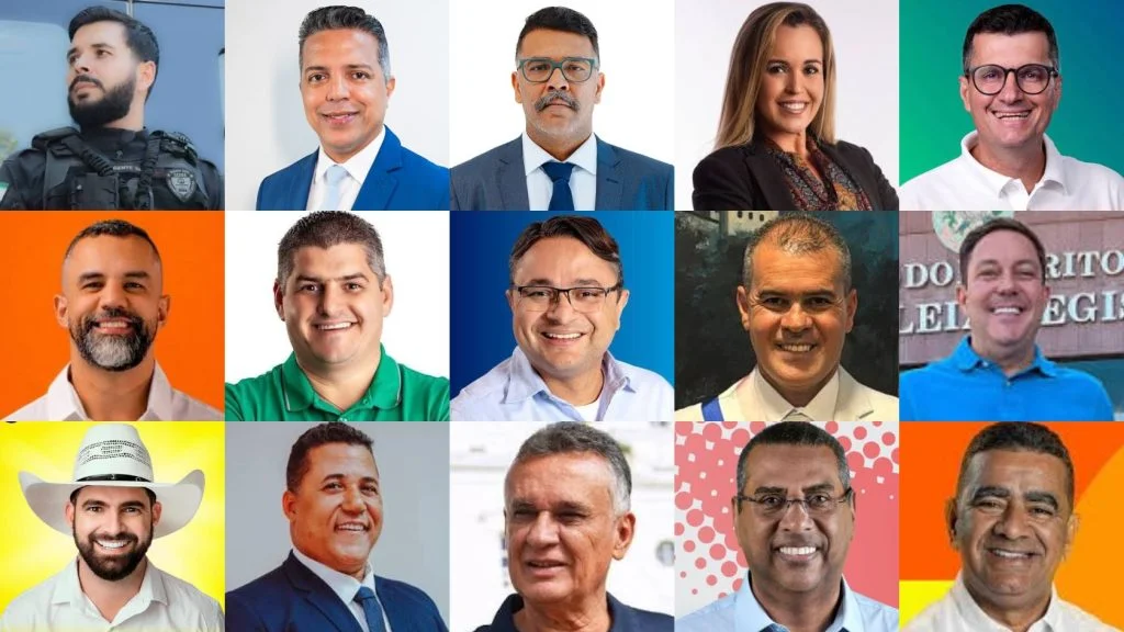 Montagem com fotos de candidatos a deputado estadual pela Serra nas eleições de 2026