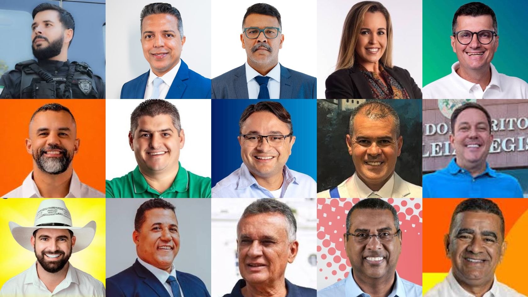 Montagem com fotos de candidatos a deputado estadual pela Serra nas eleições de 2026
