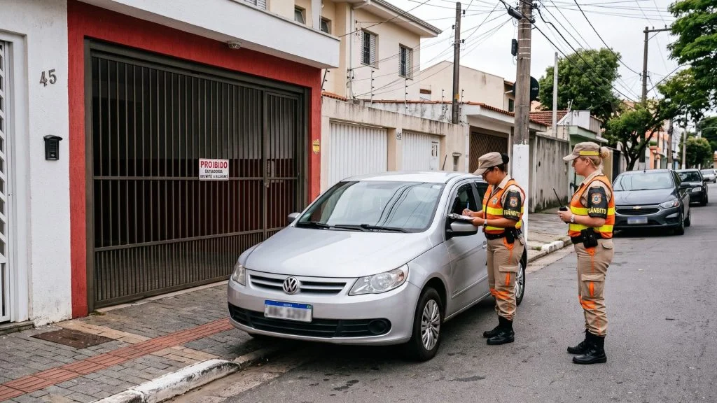 Estacionar na garagem multa motorista