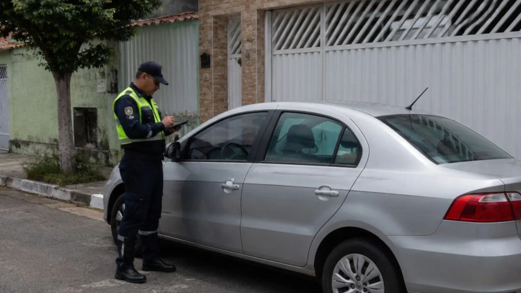 Morador estacionar na frente da própria garagem