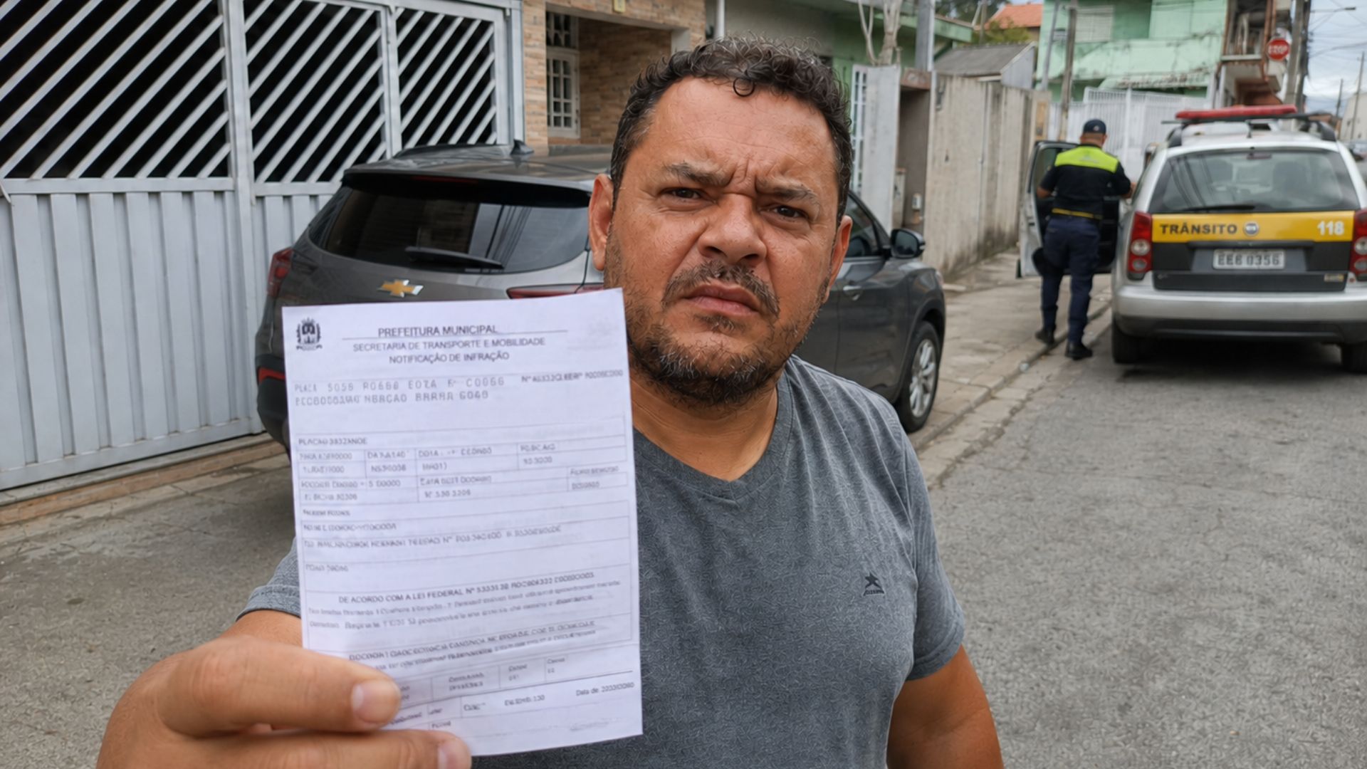 multa estacionar na garagem morador carro agente de trânsito