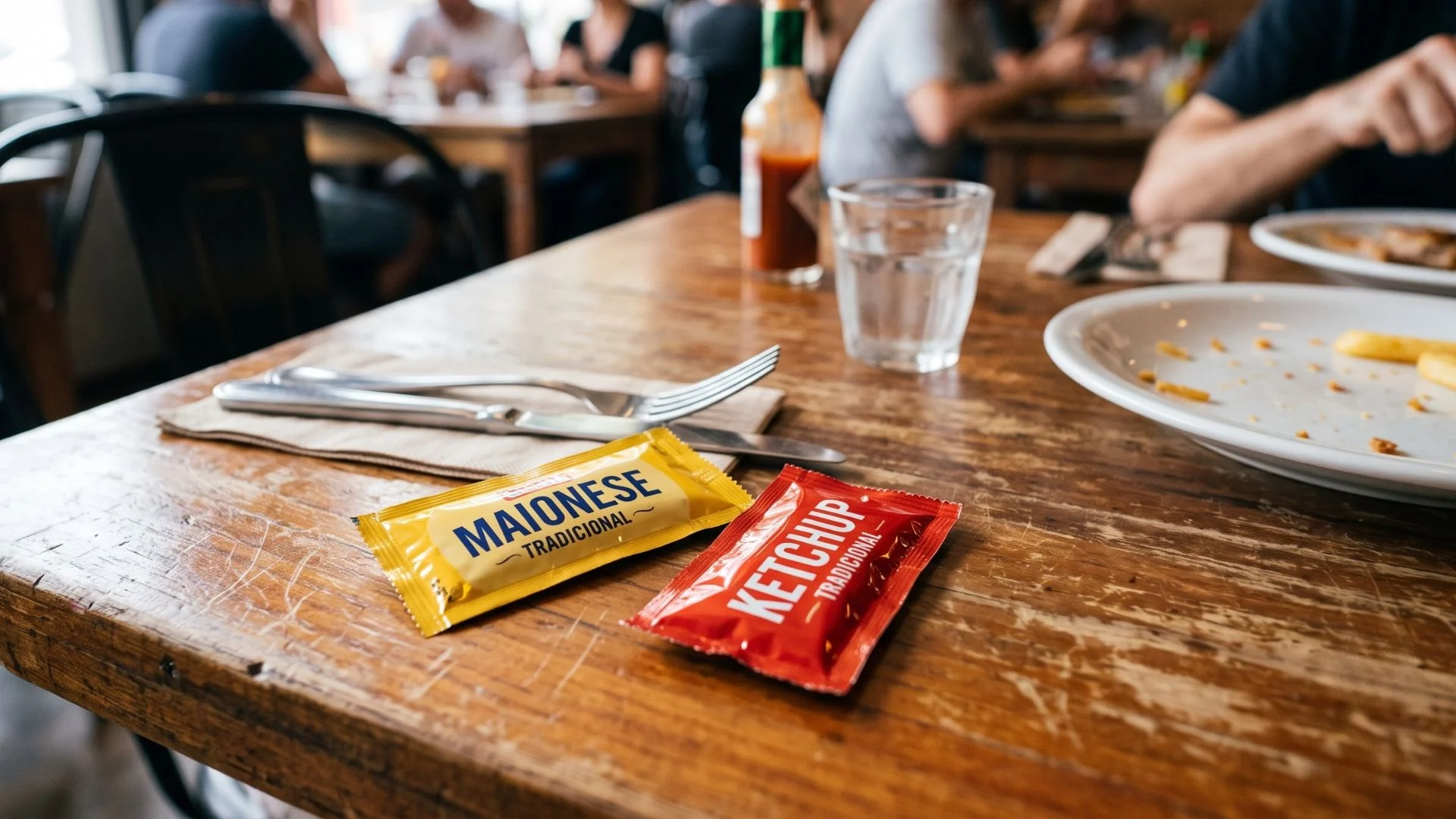 Sachês de maionese e ketchup Restaurantes