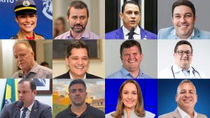 Montagem com fotos de Ricardo Ferraço, Renato Casagrande, Nésio Fernandes, Felipe Rigoni, Emanuela Pedroso, Victor Linhalis e outros políticos citados no levantamento sobre gasto com anúncio no Facebook e Instagram no Espírito Santo