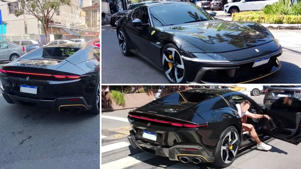 Ferrari 12Cilindri Spider cinza conversível estacionada na Grande Vitória