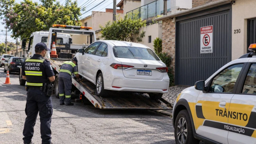 Carro apreendido estacionar na garagem motorista
