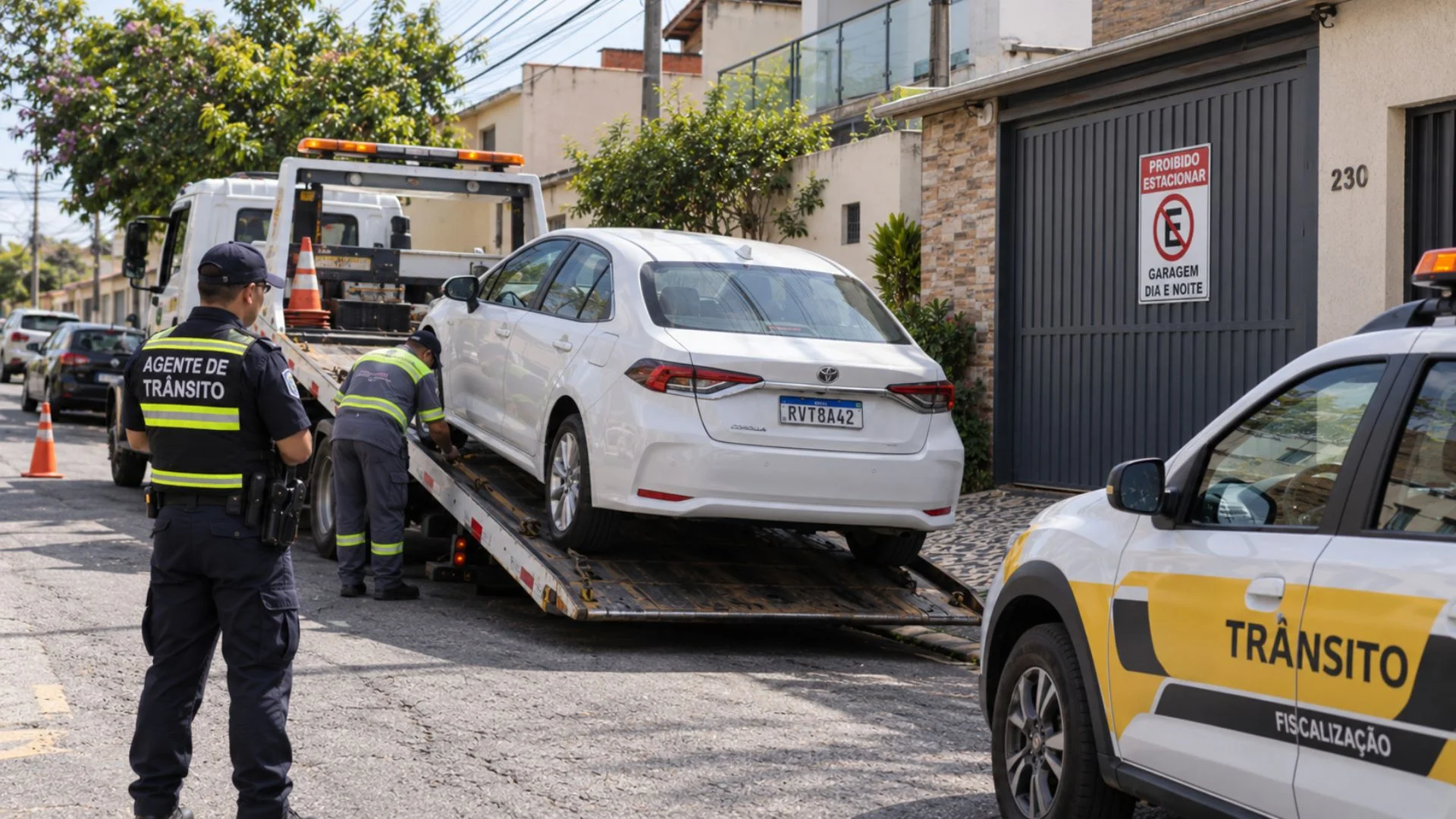 Carro apreendido estacionar na garagem motorista