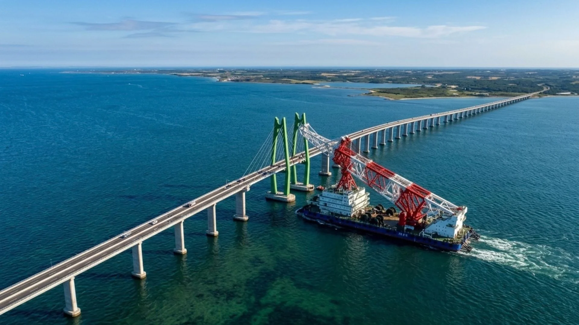 Navio chinês gigante Maior ponte da América Latina